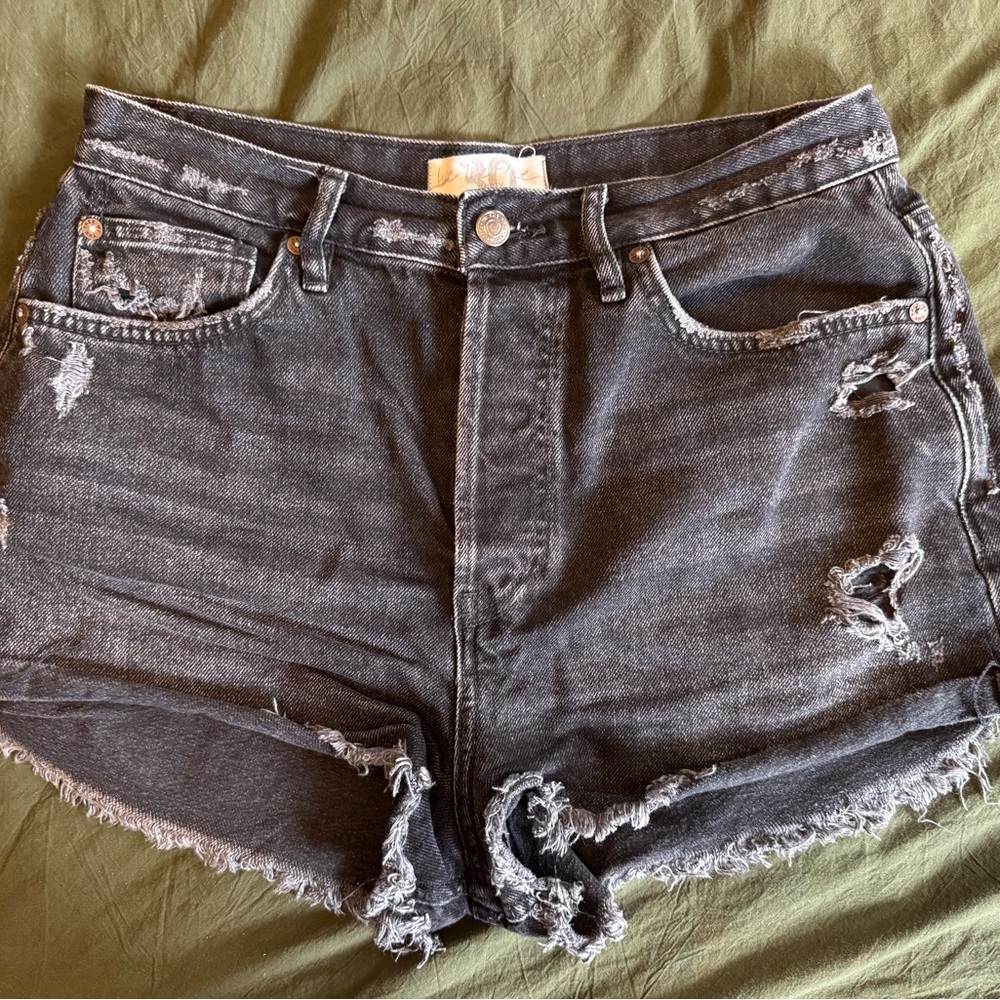We The Free Black Distressed Jean Shorts